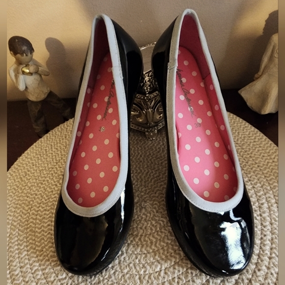 Hanna Andersson Black Patent Leather Shoes w/Gray Trim - Picture 1 of 8